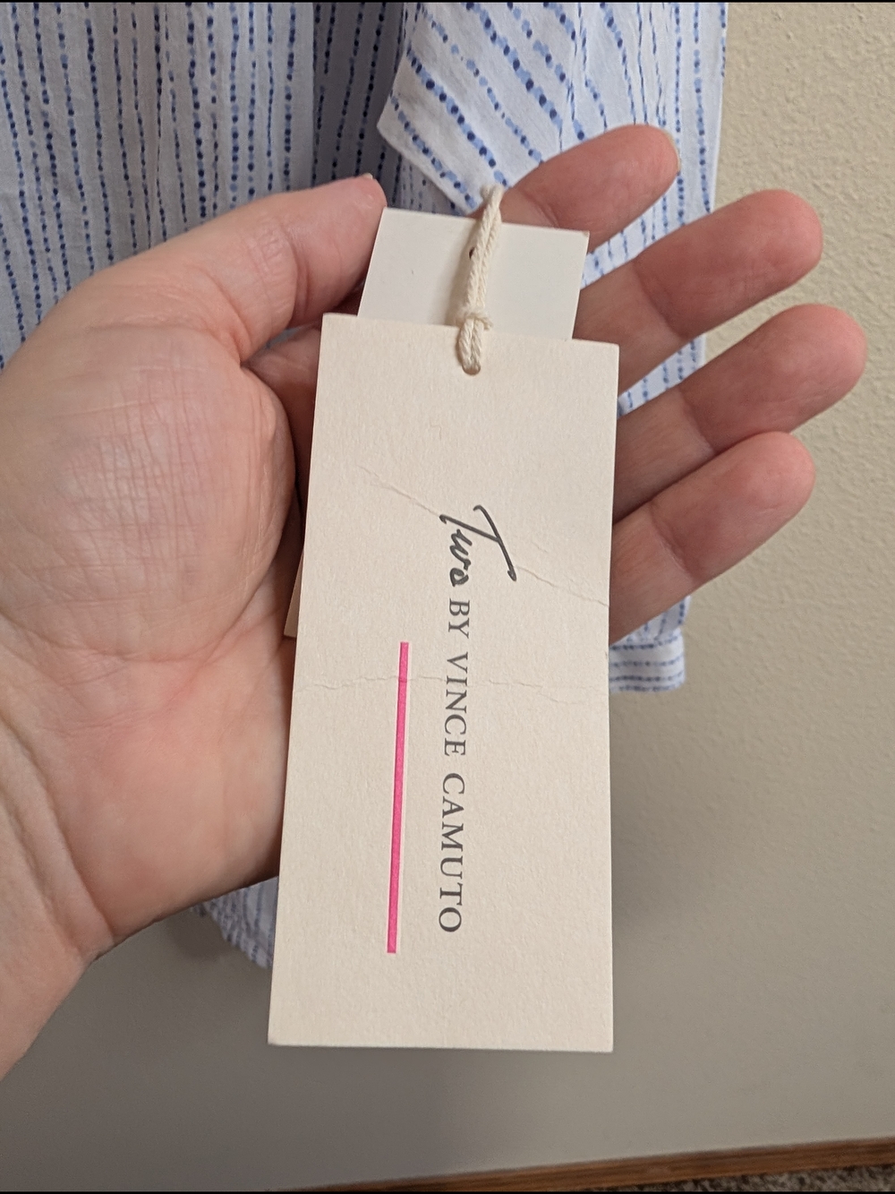 NWT Two by Vince Camuto 3X Blue White Stripe Blouse Cotton Tencel - Picture 4 of 7